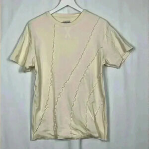 Oh Polly Not Over Yet Tee Ivory OS 4-6 Exposed Seams Short Sleeves Crew Unique